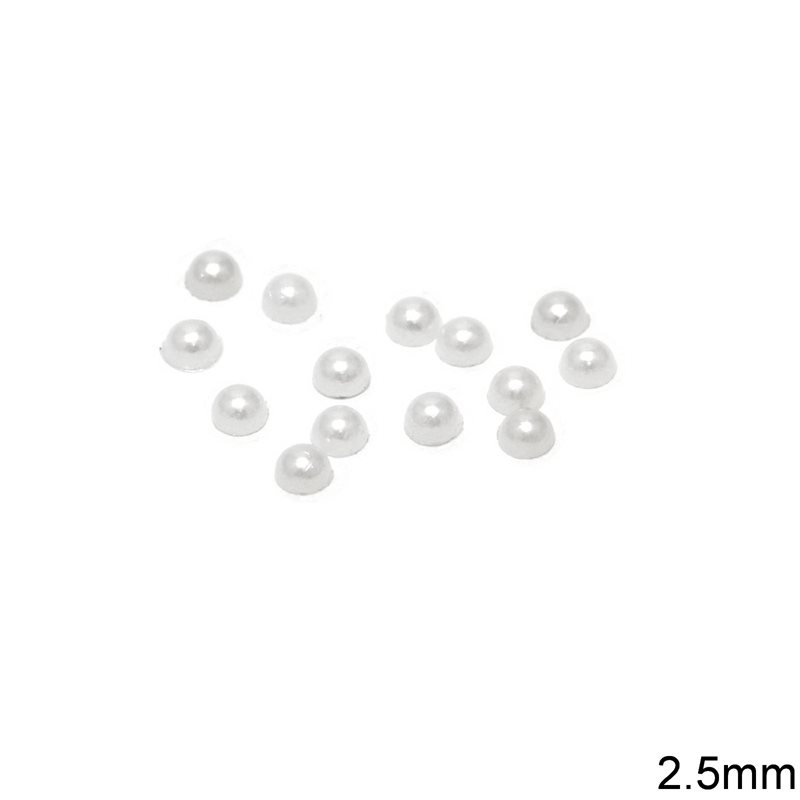 Plastic Pearl Stone B 2.5mm, 
White