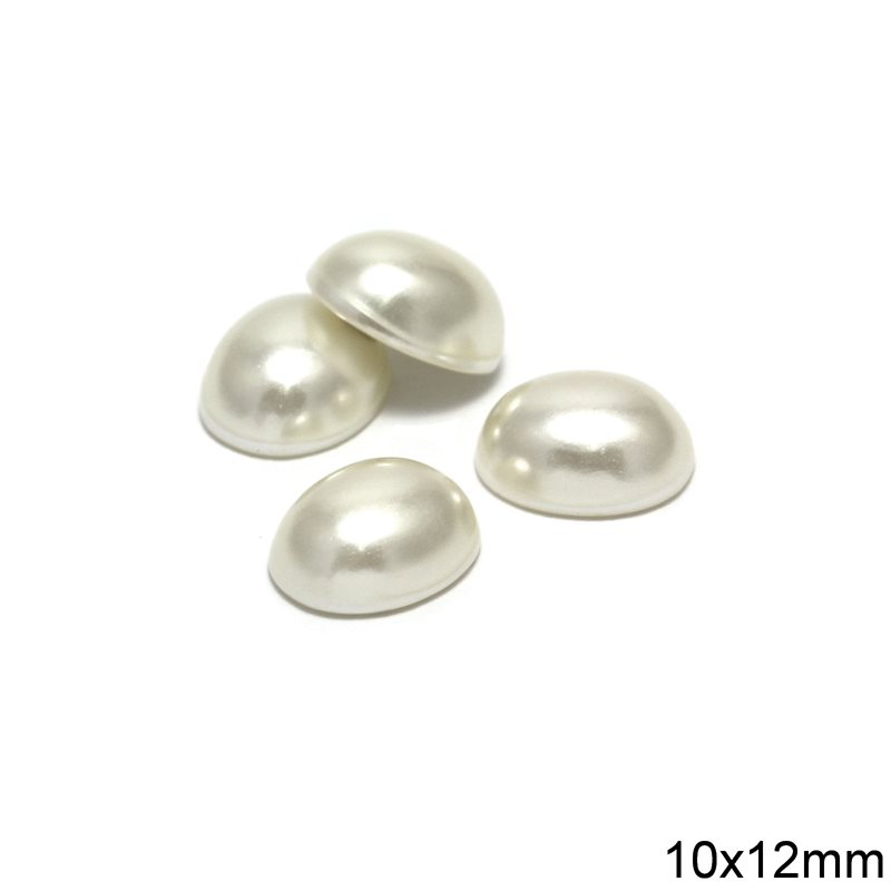 Plastic Oval Pearl Stone A 10x12mm
