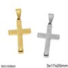 Stainless Steel Cross Pendant with Pray 3x17x25mm