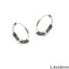 Silver 925 Earring Hoops with design 1.4x16mm