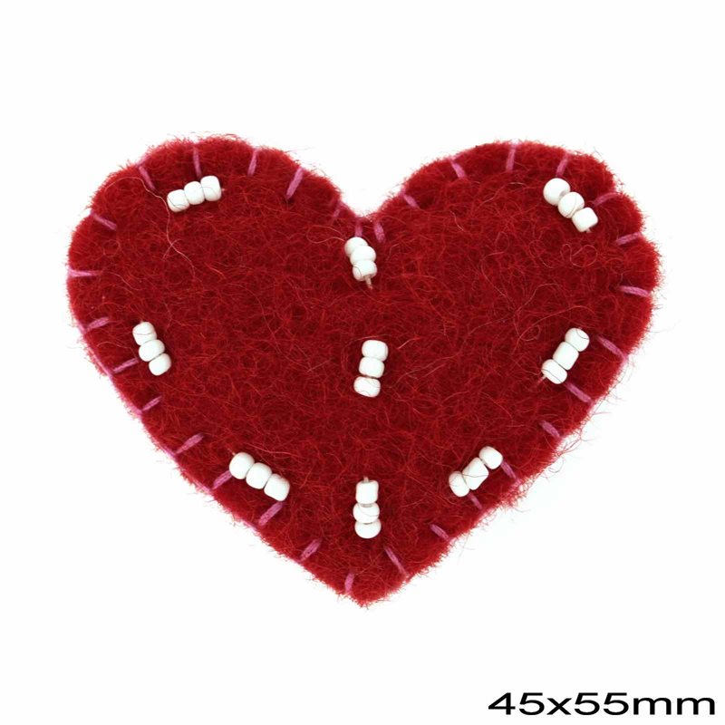 Pin with Felt Heart 45x55mm