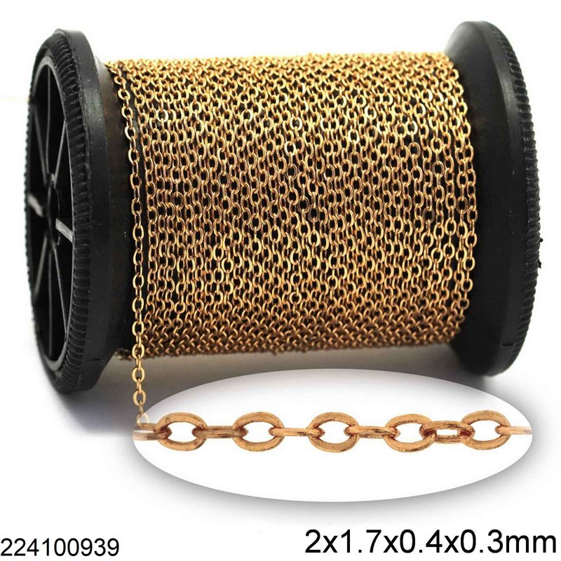 Brass Link Chain Flat Wire 2x1.7x0.4x0.3mm
