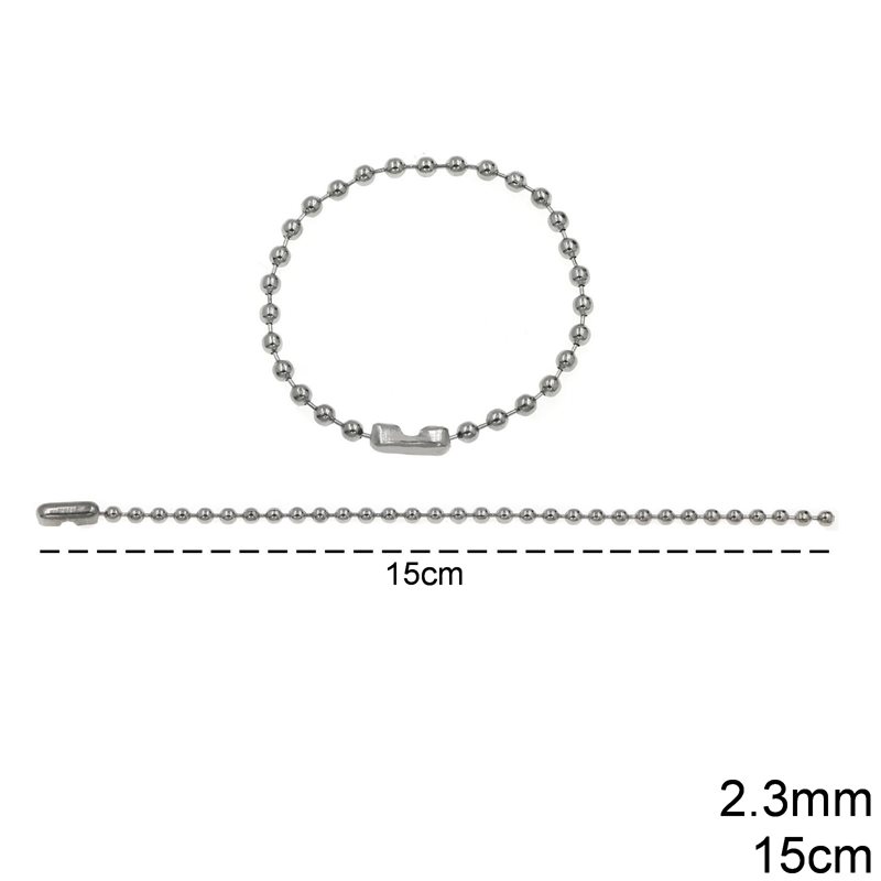 Iron Ball Chain 2.3mm with Ball Connector 15cm