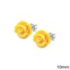 Silver 925  Earrings Roses 10mm