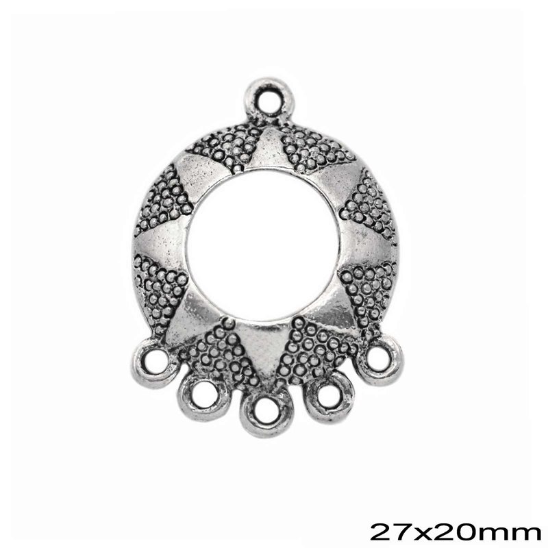 Casting Round Pendant with 5 rings 27x20mm
