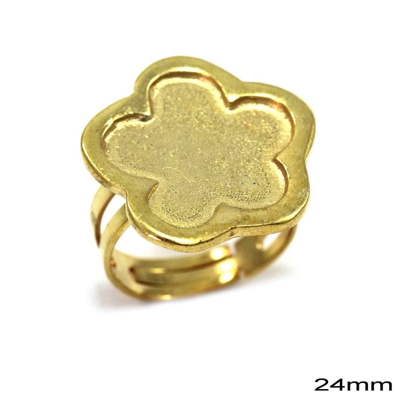 Brass Ring Base - Flower 24mm