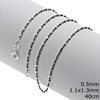 Silver 925 Flat Oval Link Chain 0.5mm with Cube 1.1x1.3mm