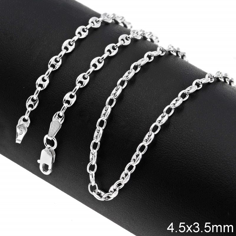 Silver 925 Flat Anchor Chain 4.5x3.5mm