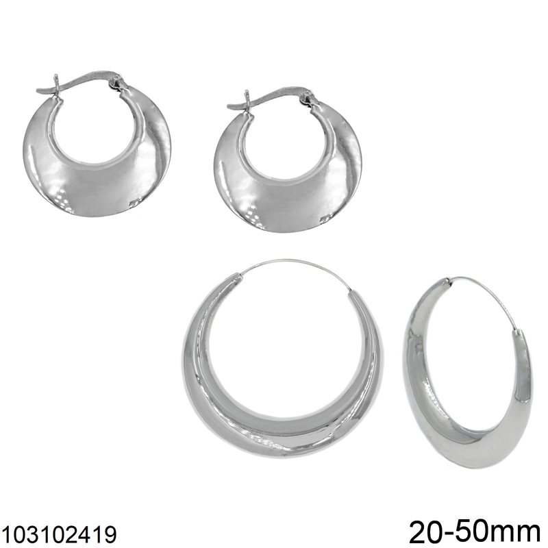 Silver 925 Hollow Hoop Earrings 20-50mm