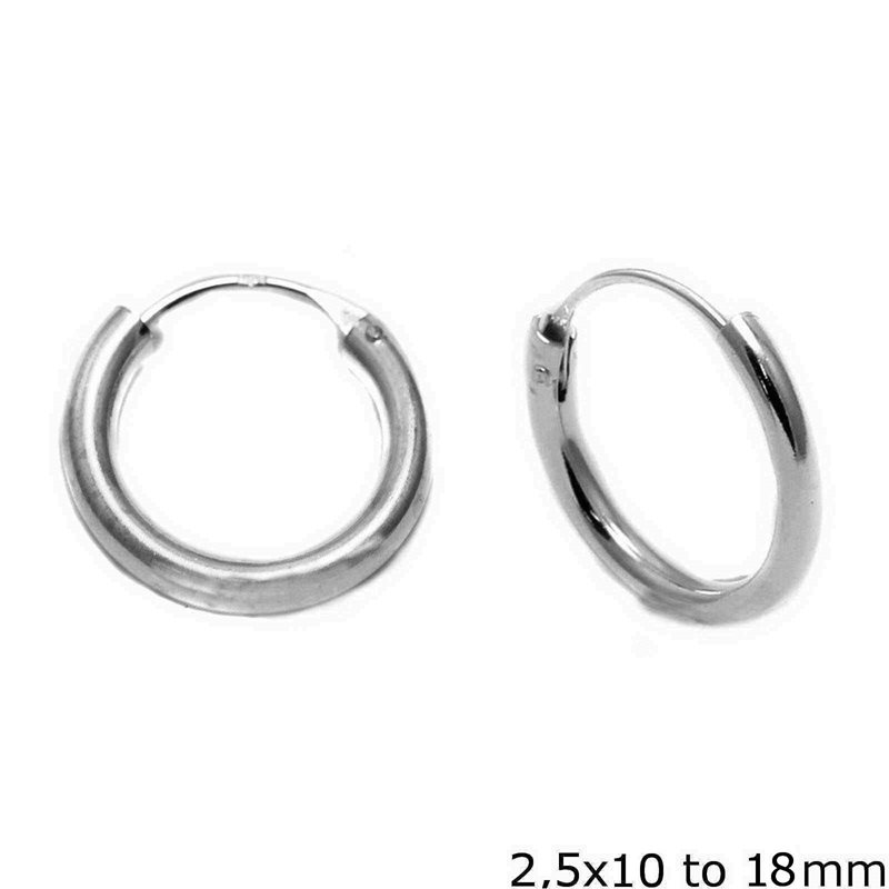 Silver 925 Hoop Earrings 2.5x10-18mm