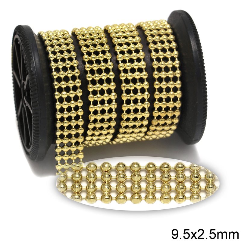 Brass 4-stranded Ball Chain Soldered  9.5x2.5mm