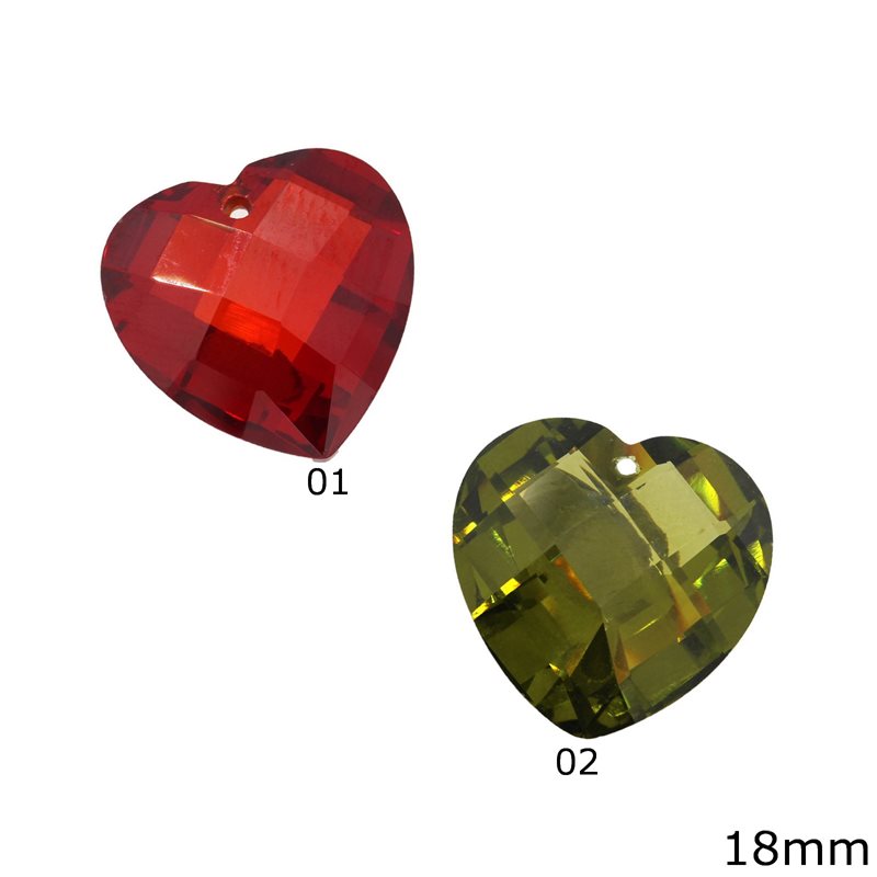 Zircon Pendant Heart 18mm