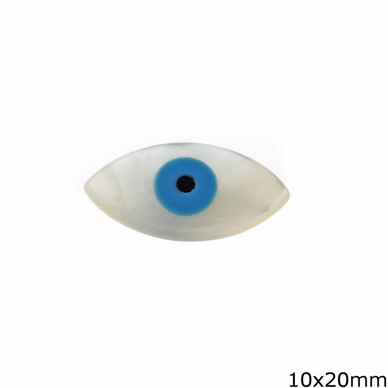 Mop-shell Navette with Evil Eye 10x20mm,Not Drilled