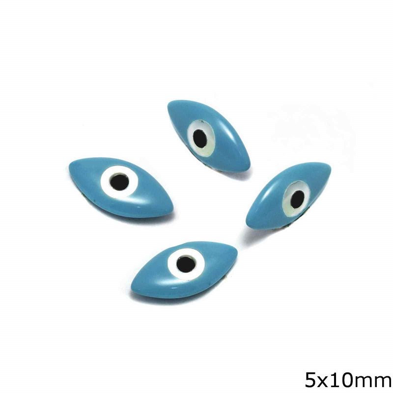 Mop-shell Navette stone with evil eye 5x10mm, Not Drilled