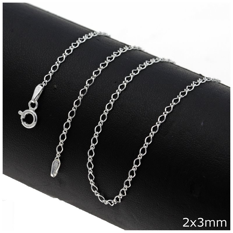 Silver 925 Gourmette Chain 2x3mm