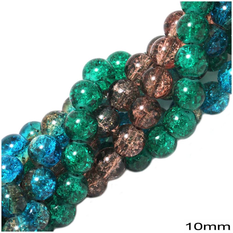 Glass Crackle Bead 10mm, 80cm
