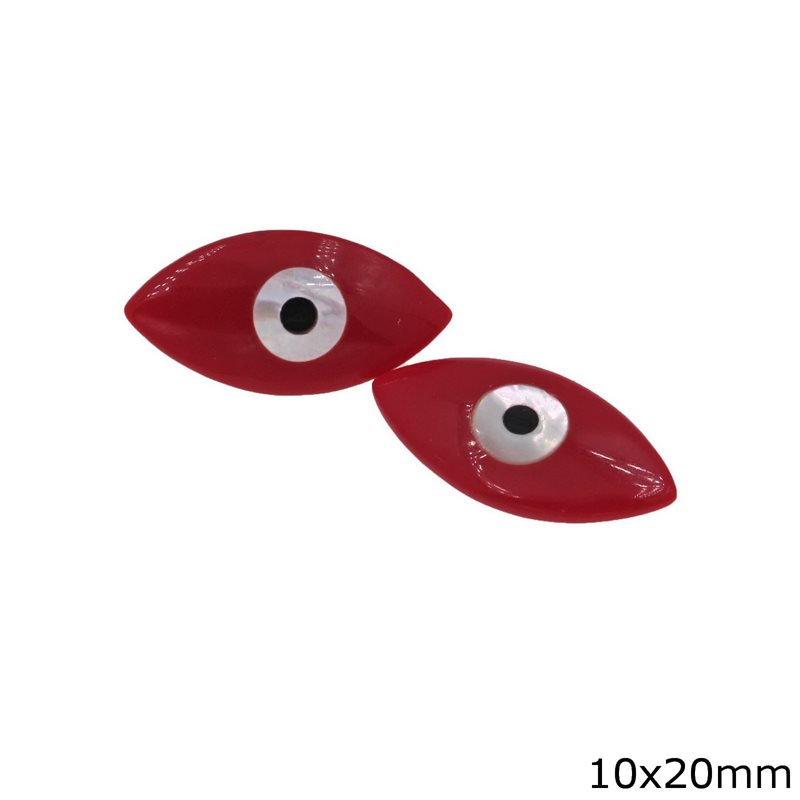 Mop-shell Stone Navette with Evil Eye 10x20mm, Not Drilled