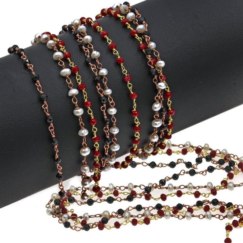 Silver 925  Rosary Chain with Semi Precious Stones 
