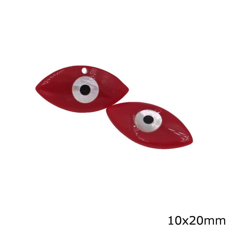 Mop-shell Pendant Navette with Evil Eye 10x20mm