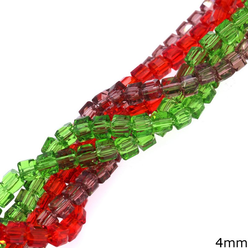 Cube Crystal Beads 4mm