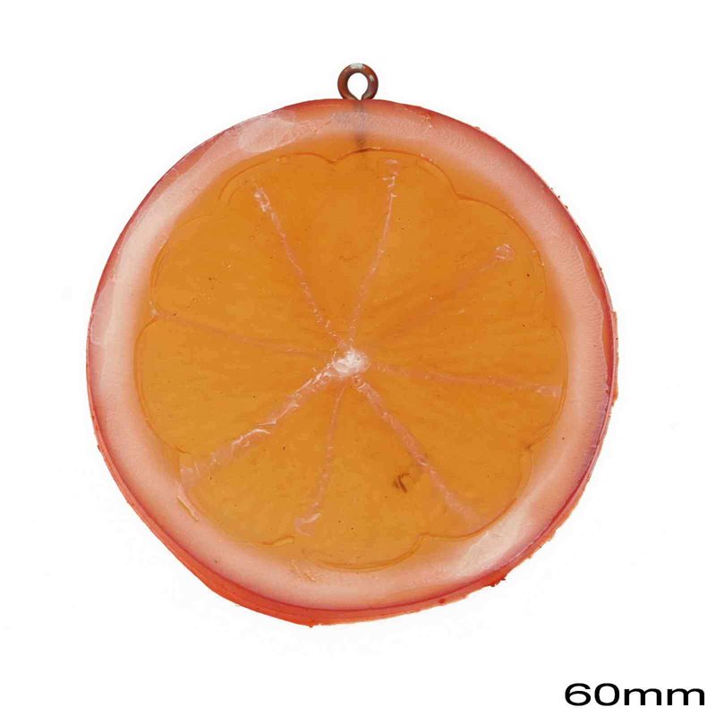 Elastic Plastic Pendant Piece of Orange 60mm