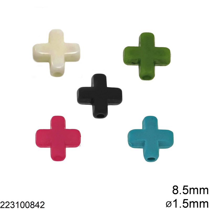 Plastic Cross Bead 8.5mm with 1.5mm hole