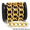 Aluminium Diamond Cut Gourmette Chain 16.5x12.6x2.8mm, Gold Color