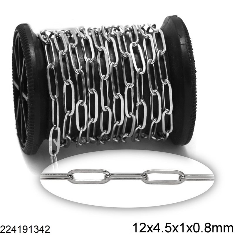 Stainless Steel Oval Paperlink Chain Flat Wire 12x4.5x1x0.8mm