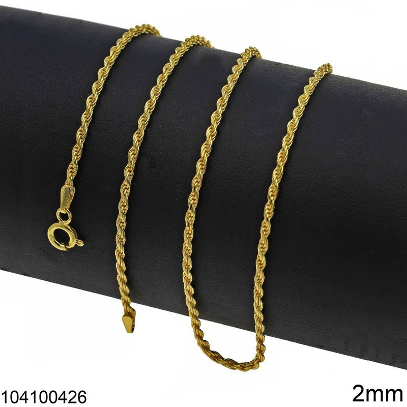 Silver 925  French Rope Chain 2mm Gold plated