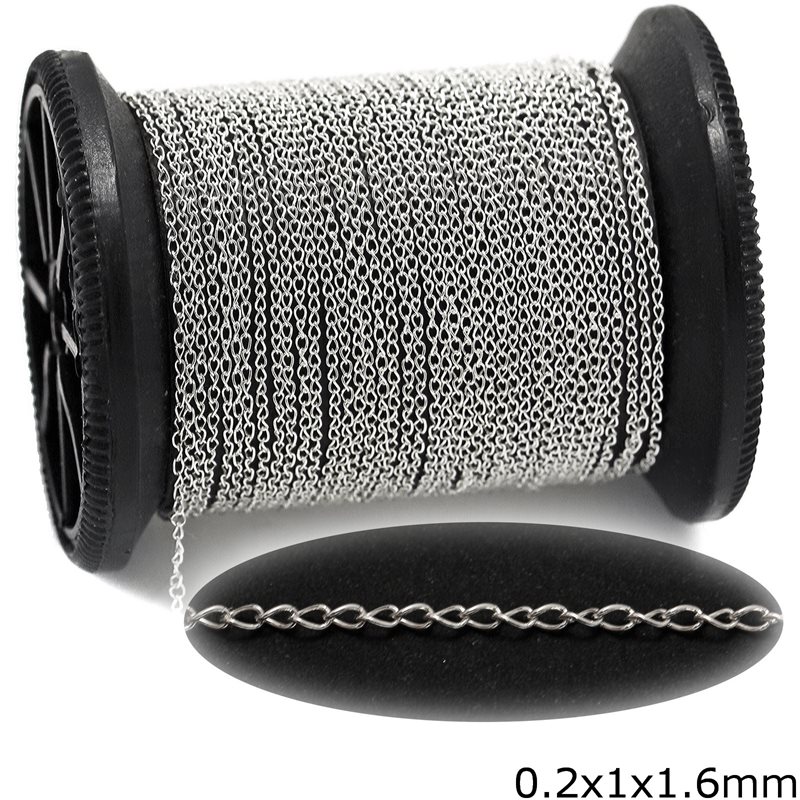 Silver 925  Twisted Curb Link Chain 0.2x1x1.6mm 1.6gr/m
