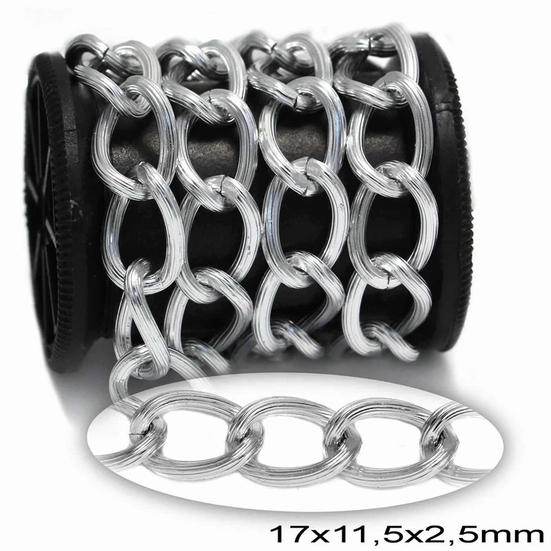 Aluminium Gourmette Chain with stripes 17x11,5x2,5mm