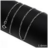 Silver 925 Figaro Chain 1.6mm Rhodium Plated