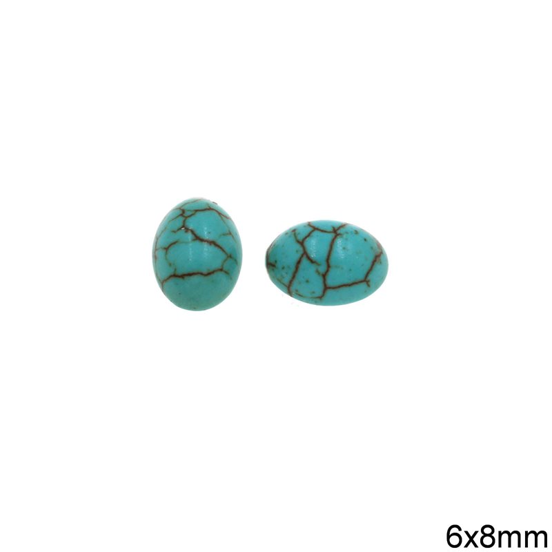 Semi Precious Howlite Turquoise Cabochon Oval Stone 6X8mm