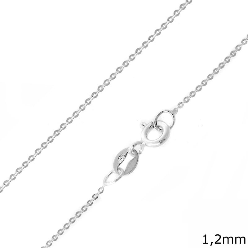 Silver 925 Oval Flat Link Chain Diamond Cut 1.2mm