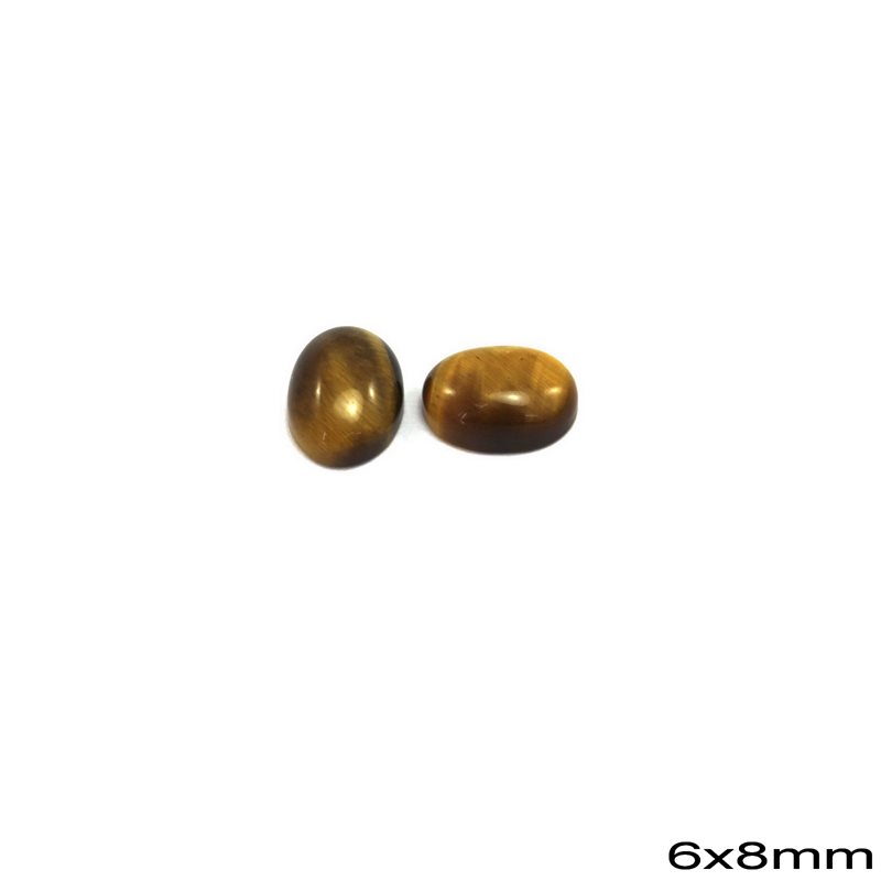 Semi Precious Tiger Eye Cabochon Oval Stone 6x8mm