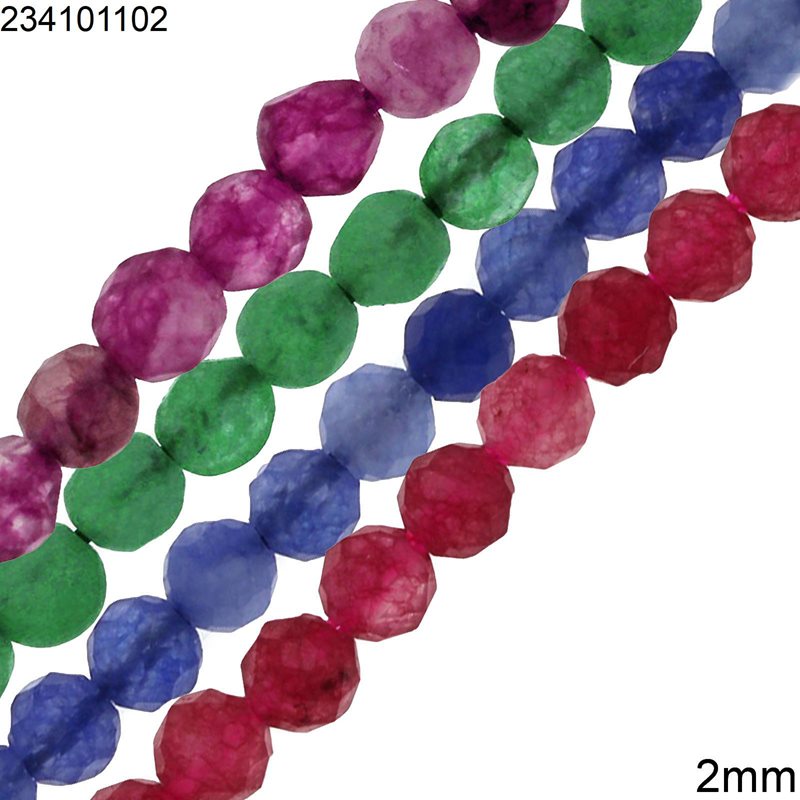 Jade Faceted Round Beads  2mm