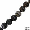 Agate Stripes Black Beads 12mm with Hole 2mm