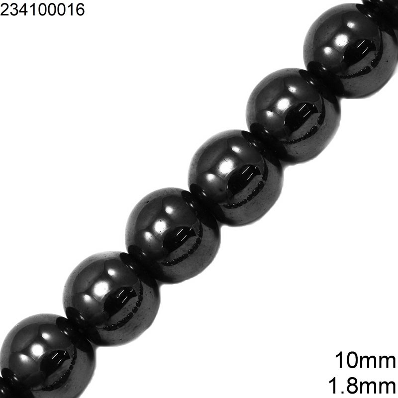 Hematine Round Beads 10mm with Hole 1.8mm
