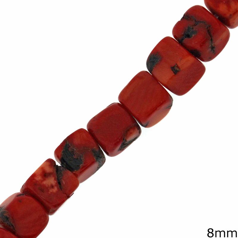 Coral Cube Beads 8mm