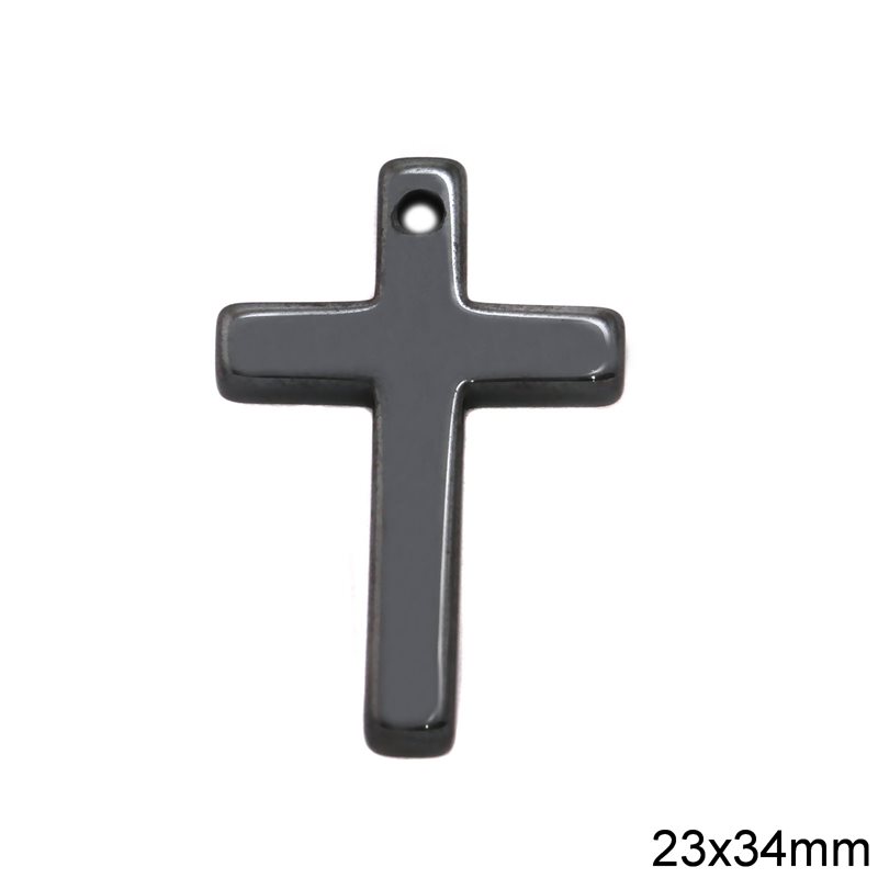 Hematite Cross Pendant 23x34mm