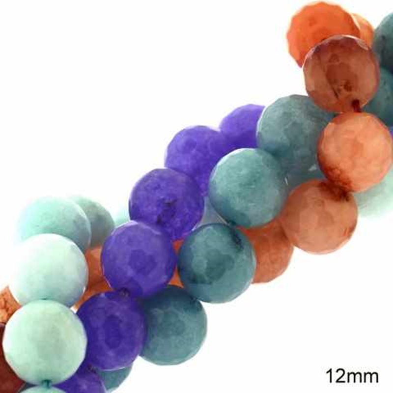 Jade Round Faceted Beads 12mm