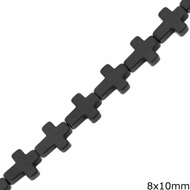 Hematine Cross Beads 8x10mm