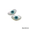 Mop-shell Stone Heart with Evil Eye 8x14mm, Not Drilled 