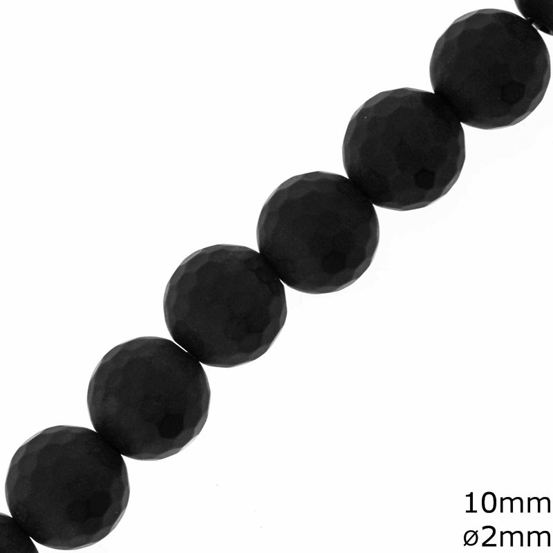 Onyx Faceted Matte Beads 10mm Φ2mm