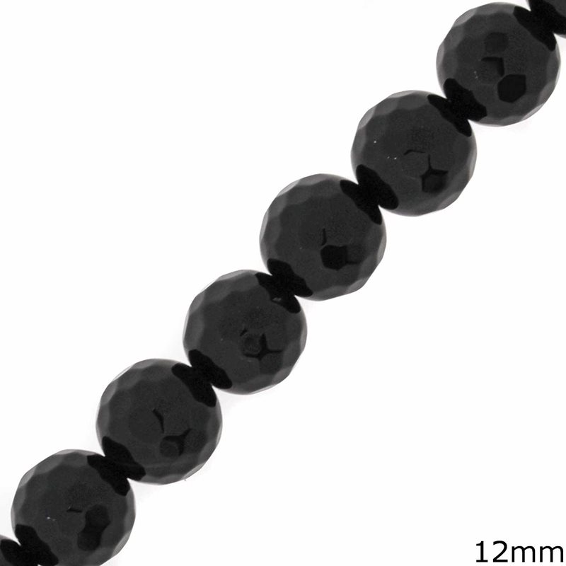 Onyx Faceted Beads 12mm
