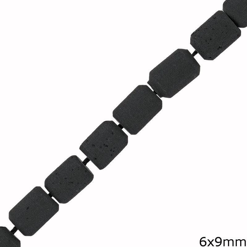 Black Druzy Tube Beads 6x9mm
