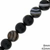 Agate Round Beads Black with Stripes 8mm and hole 2mm