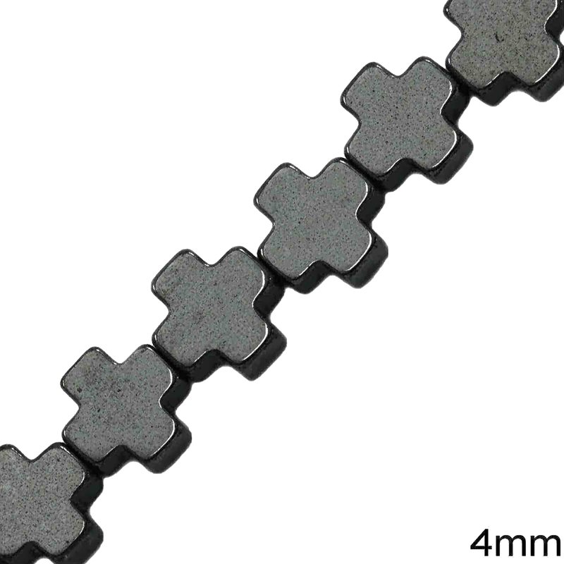 Χάνδρες Αιματίτης Σταυρός 4mm