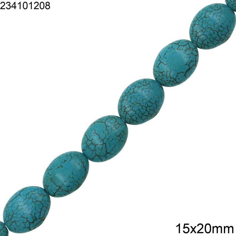 Turquoise Flat Crackle Oval Beads 15x20mm