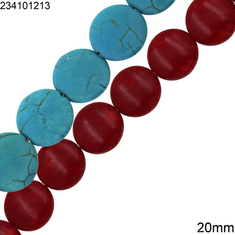 Turquoise Flat Crackle Beads 20mm